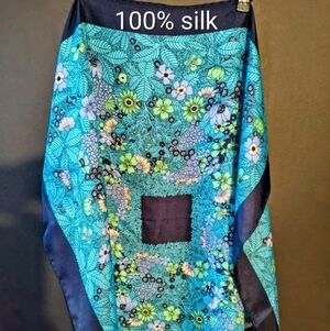 Blue turquoise silk scarf